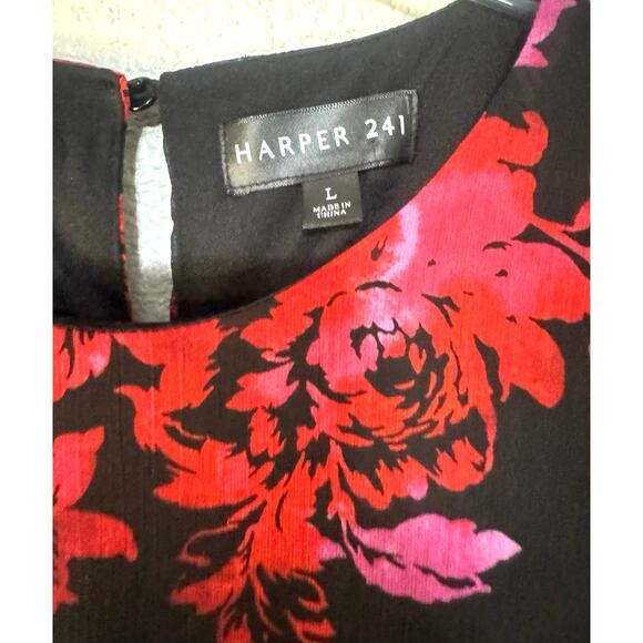 Harper 241 Floral Dress Black Red Large Womens Cocktail Party Cruise Church Chic - Picture 5 of 9